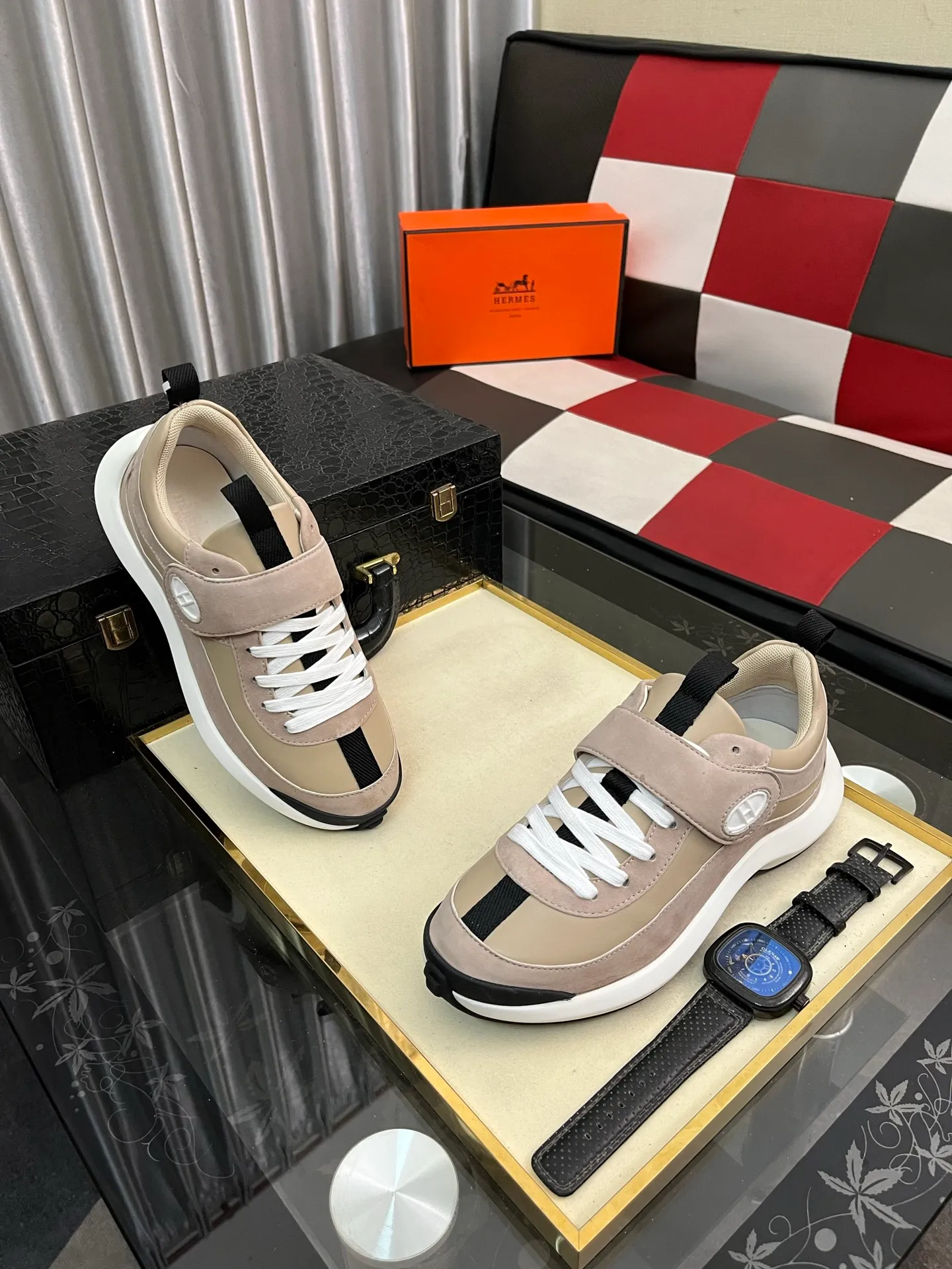 Men's shoes 💰660⌚️⌚️【HERMES】Hermès - High-end quality original order·Casual sports shoes -Upper: 🔝Nappa calfskin, suede calfskin, shoe body sewn brand ´H´ totem, tongue brand logo cloth label -Inner: water-dyed cowhide -Outsole: ultra-light TPU foam rubber; two-color molded outsole -Ultra-high quality control and fine workmanship: outstanding (high-end, noble and classy) -Size: 36-44 (45, can be customized)